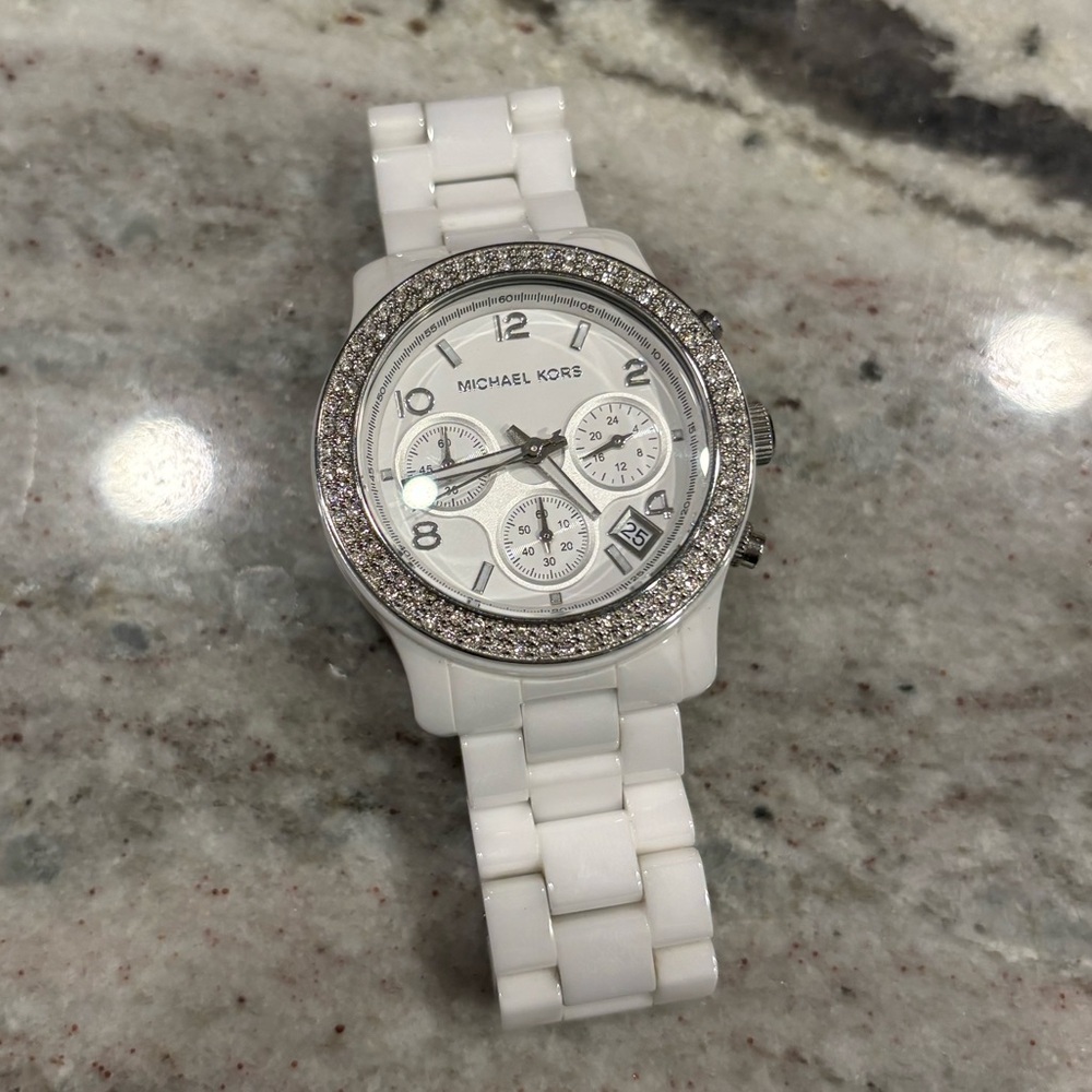 White ceramic Micheal Kors watch